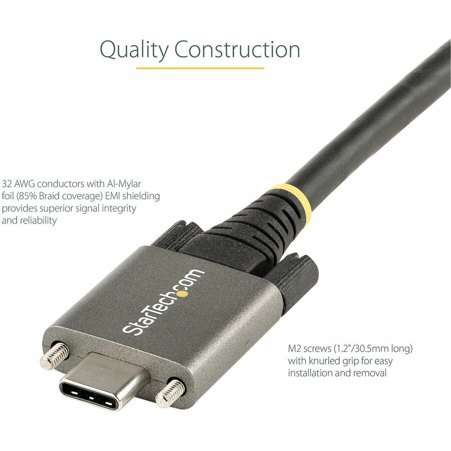 StarTech.com 20" 50cm Side Screw Locking USB C Cable 10Gbps, USB 3.1 Type-C Cable, 5A/100W PD, DP Alt Mode, Dual Screw Lock USB-C Cord - Image 5