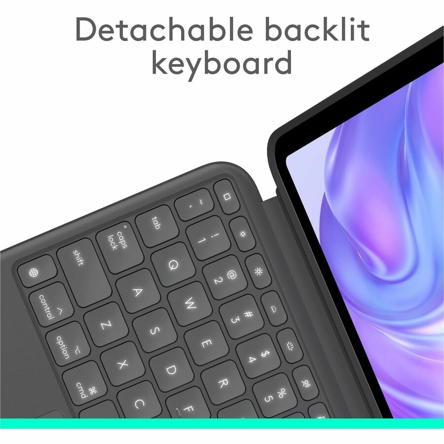 Logitech Combo Touch iPad Pro 11-inch (M4)(2024) Keyboard Case - Detachable backlit keyboard with kickstand, comfortable typing, multi-use mode - Graphite - Image 4
