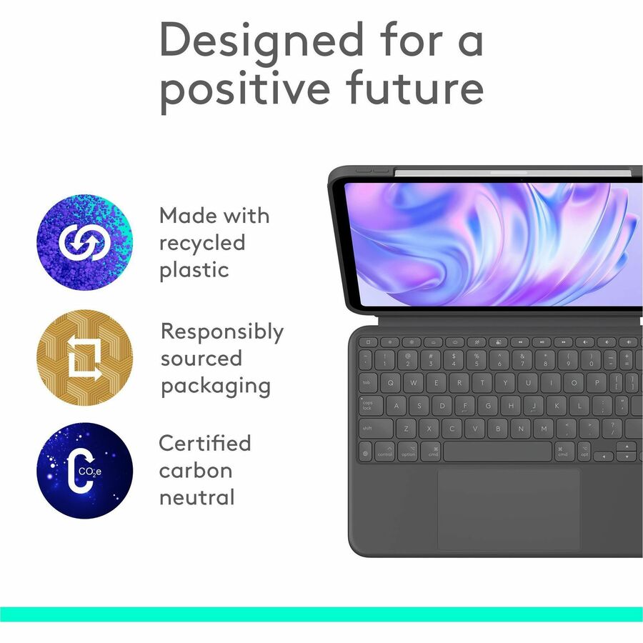 Logitech Combo Touch iPad Pro 11-inch (M4)(2024) Keyboard Case - Detachable backlit keyboard with kickstand, comfortable typing, multi-use mode - Graphite - Image 8