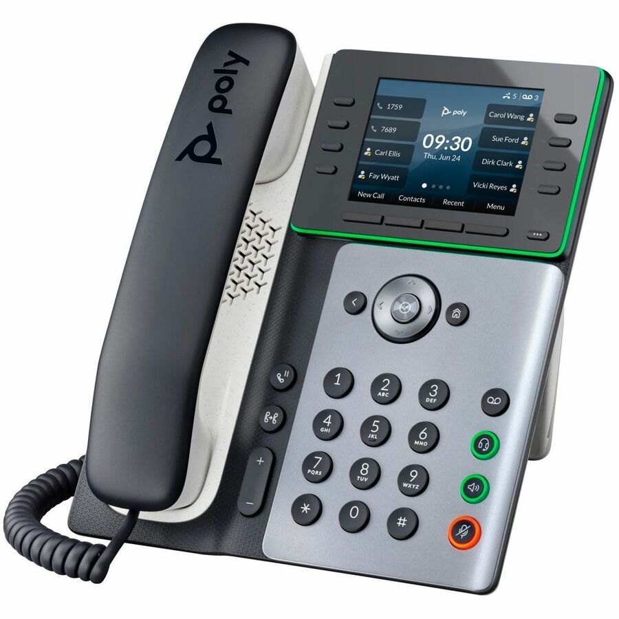 Poly Edge E300 IP Phone - Corded - Corded - Desktop, Wall Mountable - Black - Image 2