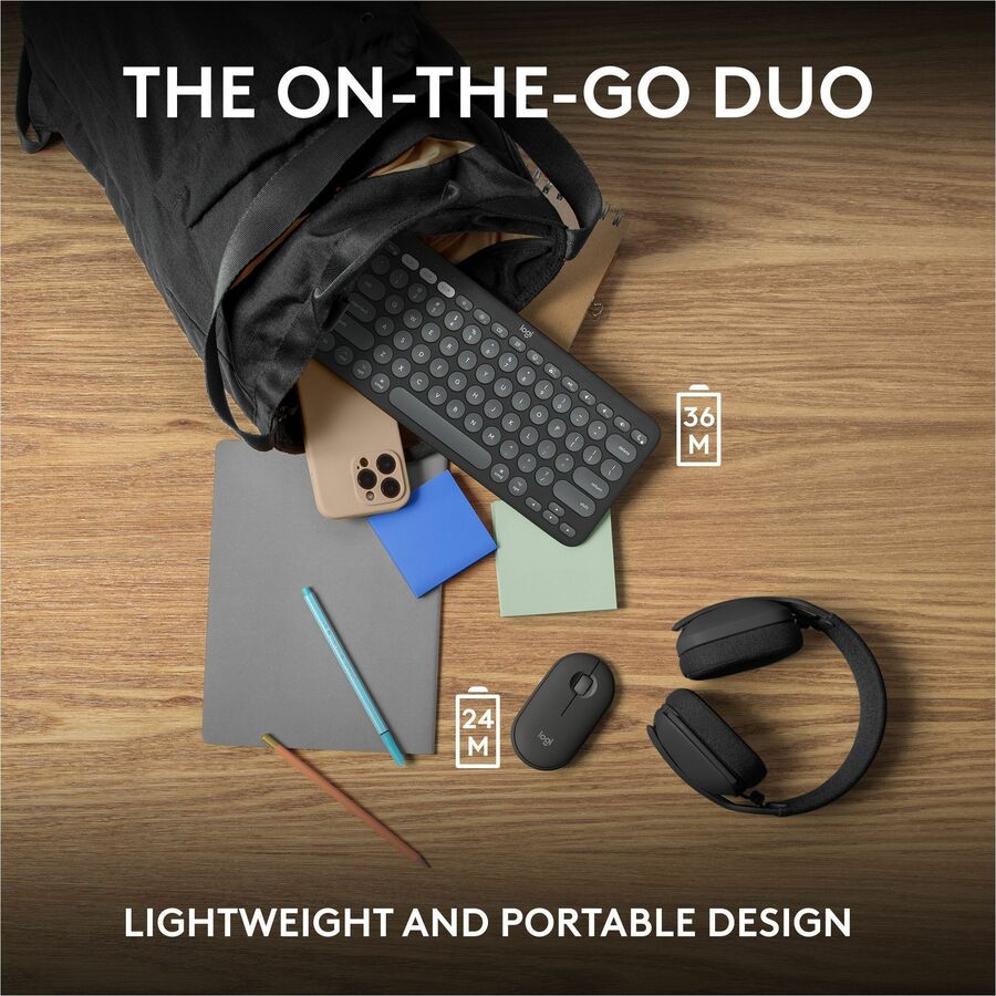 Logitech Pebble 2 Combo for Mac, Wireless Keyboard and Mouse, Slim, Quiet and Portable, Customizable, Tonal Graphite - Image 9