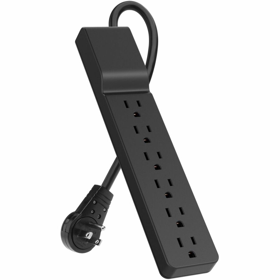 Belkin 6-Outlet Surge Protector - 6ft Cord - Rotating Plug - 600 Joules - Black - Image 2