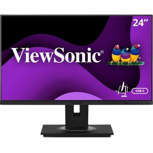 ViewSonic VG2456A 24 Inch 1080p IPS Monitor with USB C 3.2 with 90W Power Delivery, Docking Built-In, RJ45, 40 Degree Tilt Ergonomics for Home and Office