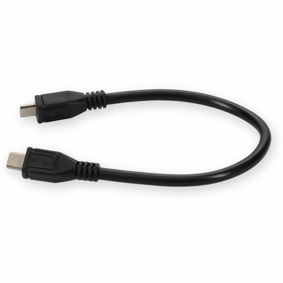 AddOn 5in Micro-USB 2.0 (B) Male to USB 2.0 (A) Female Black Cable - Image 2
