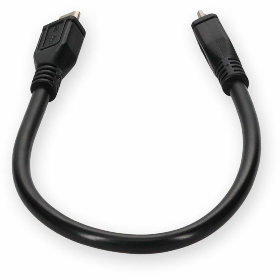 AddOn 5in Micro-USB 2.0 (B) Male to USB 2.0 (A) Female Black Cable - Image 4