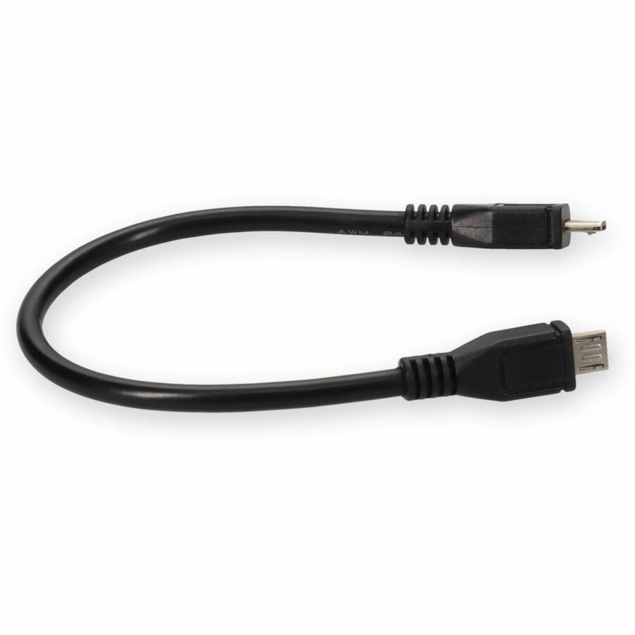 AddOn 5in Micro-USB 2.0 (B) Male to USB 2.0 (A) Female Black Cable - Image 6