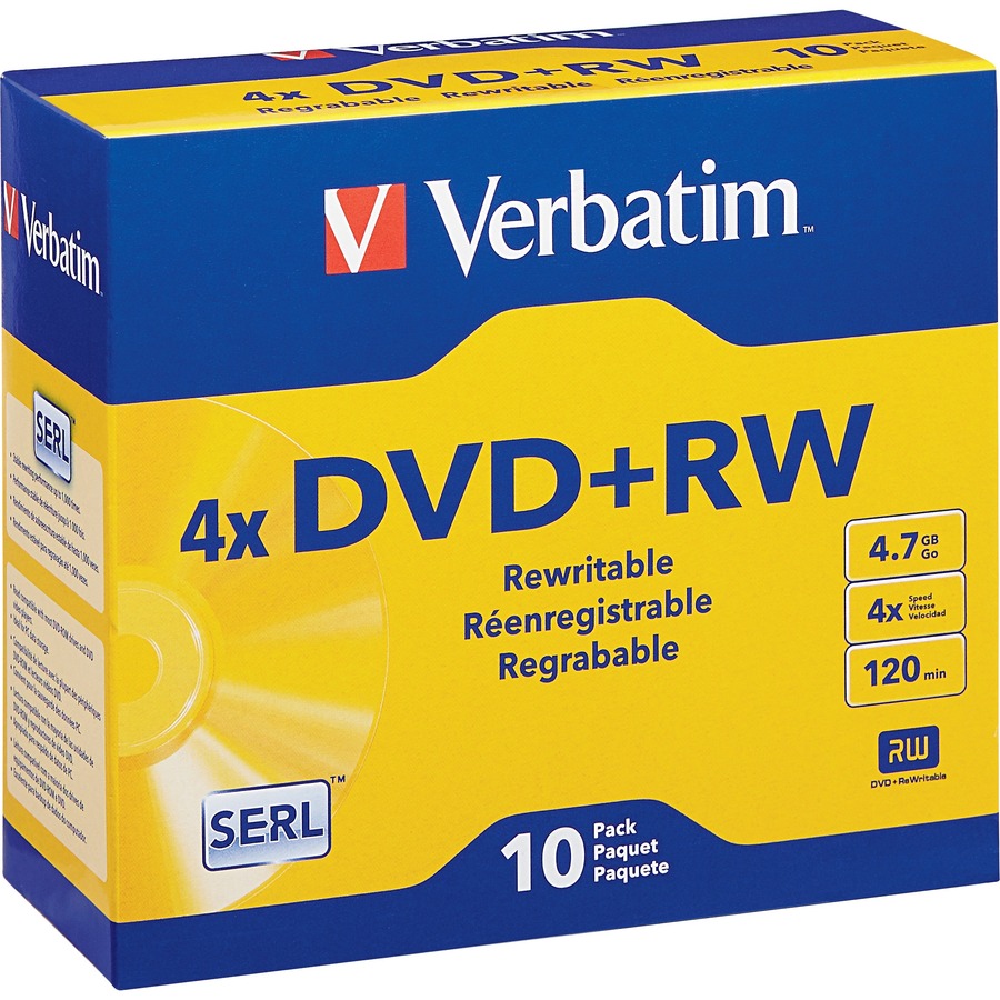 Verbatim DataLifePlus 94839 DVD Rewritable Media - DVD+RW - 4x - 4.70 GB - 10 / Pack - Silver