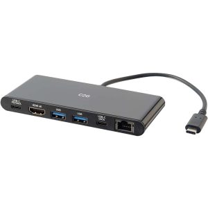 C2G USB-C 6-in-1 Dual Display Docking Station - 60W Power Supply, HDMI, Ethernet, USB, 3.5mm Audio and Power Delivery - 4K 30Hz