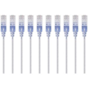 Monoprice 10-Pack, SlimRun Cat6A Ethernet Network Patch Cable, 1ft White