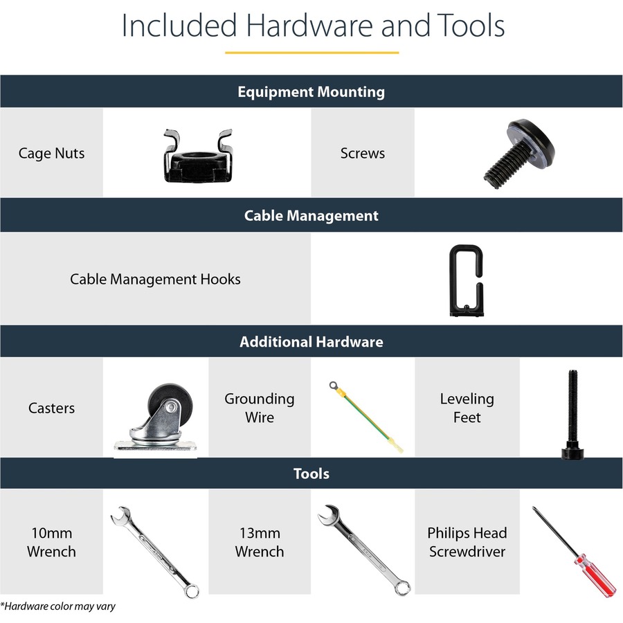 StarTech.com 4-Post 18U Mobile Open Frame Server Rack, 19" Network Rack with Casters, Rolling Rack for Computer/AV/Data/IT Equipment - Image 5