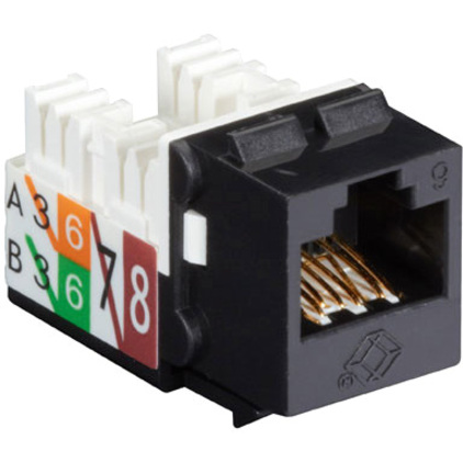 Black Box GigaTrue2 CAT6 Keystone Jack - Unshielded, 110 Punchdown Type, TAA, Black - Image 2