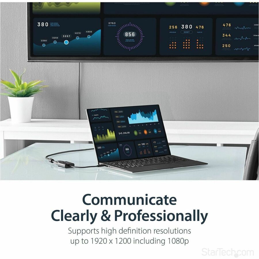 StarTech.com USB-C to VGA Adapter - Thunderbolt 3 Compatible - USB C Adapter - USB Type C to VGA Dongle Converter - Image 4