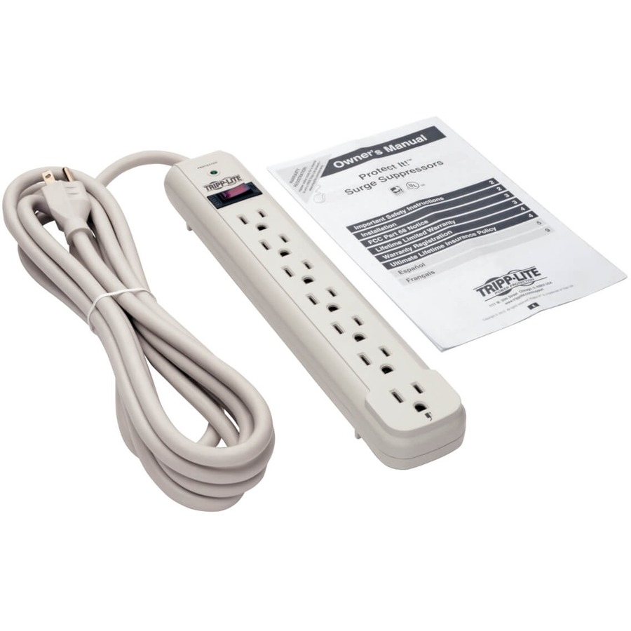 Eaton Tripp Lite Series Protect It! 7-Outlet Surge Protector, 12 ft. Cord, 1080 Joules, Diagnostic LED, Light Gray Housing - Image 6