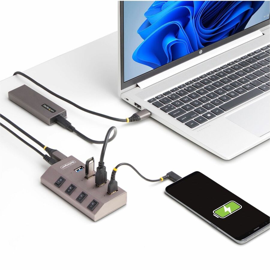 StarTech.com 4-Port Self-Powered USB-C Hub with Individual On/Off Switch, Desktop/Laptop USB-C to USB-A Hub, USB Type C Hub w/Power Supply - Image 9