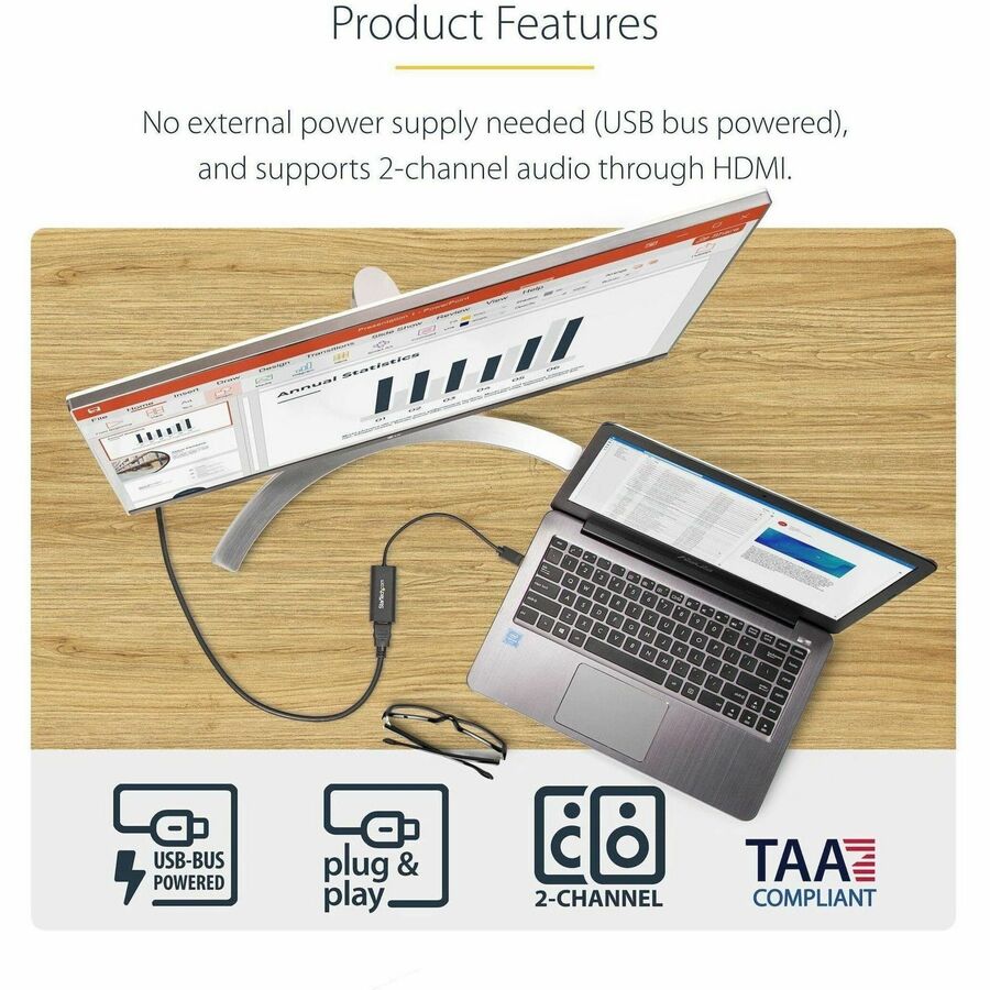 StarTech.com USB 3.0 to HDMI Adapter, USB to HDMI Monitor Converter for Windows, 1080P (no support for macOS/ChromeOS/Linux) - TAA - Image 5