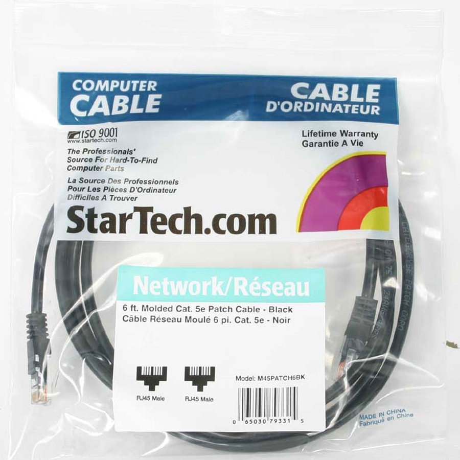 StarTech.com 6 ft Black Molded Cat5e UTP Patch Cable - Image 3