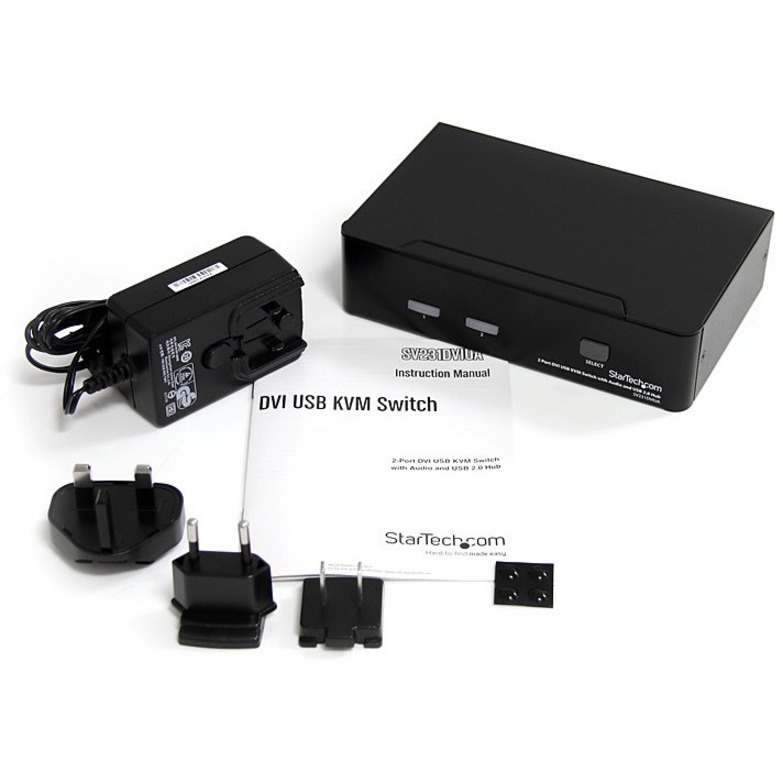 StarTech.com 2 Port DVI + USB KVM Switch with Audio - KVM switch - USB 2.0 Hub - 2 ports - 1 local user - 1U - Image 2