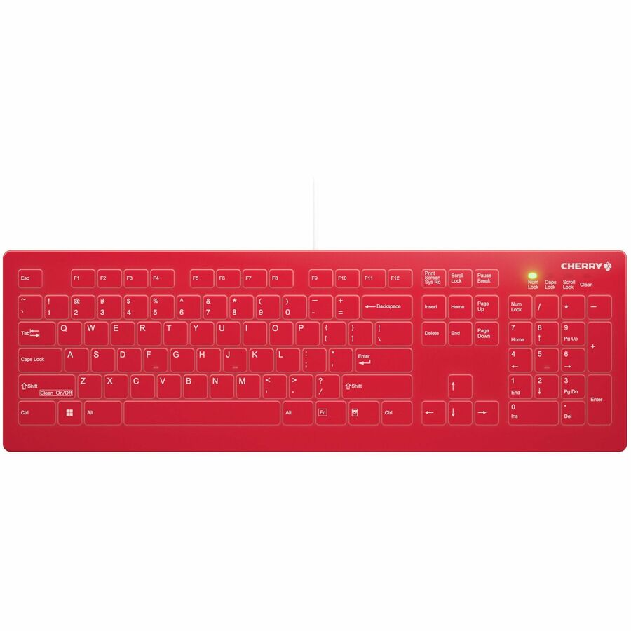 CHERRY AK-C8112 Medical Keyboard - Permanent Cable - US Layout - (CF/WIN LEFT) Red