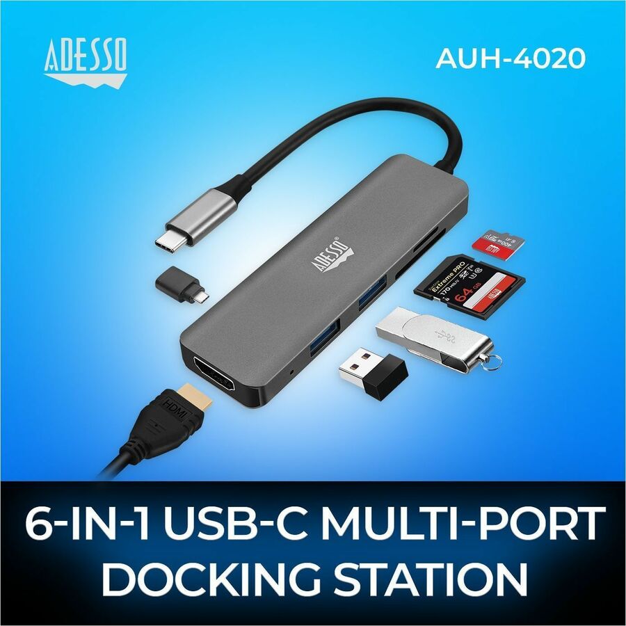 Adesso 6-in-1 USB-C Multi-Port Docking Station (TAA Compliant) - Image 7