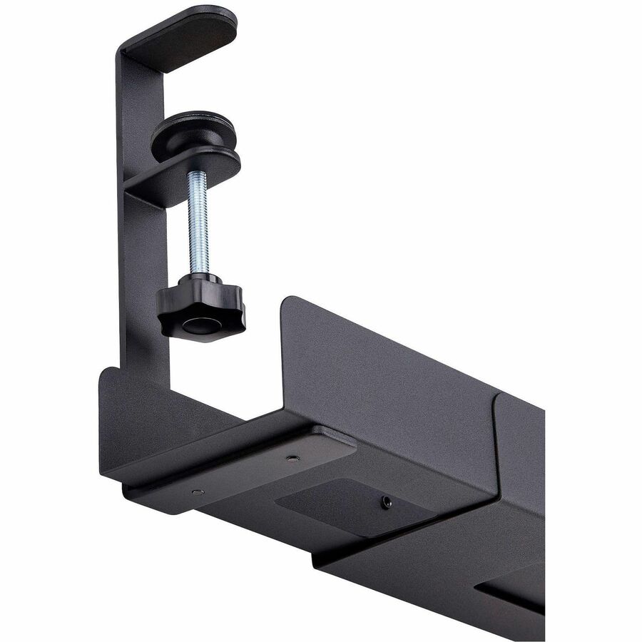 StarTech.com Under Desk Cable Management Tray, Length Adjustable, Clamp-On Installation, No Drilling Required, Black - Image 3