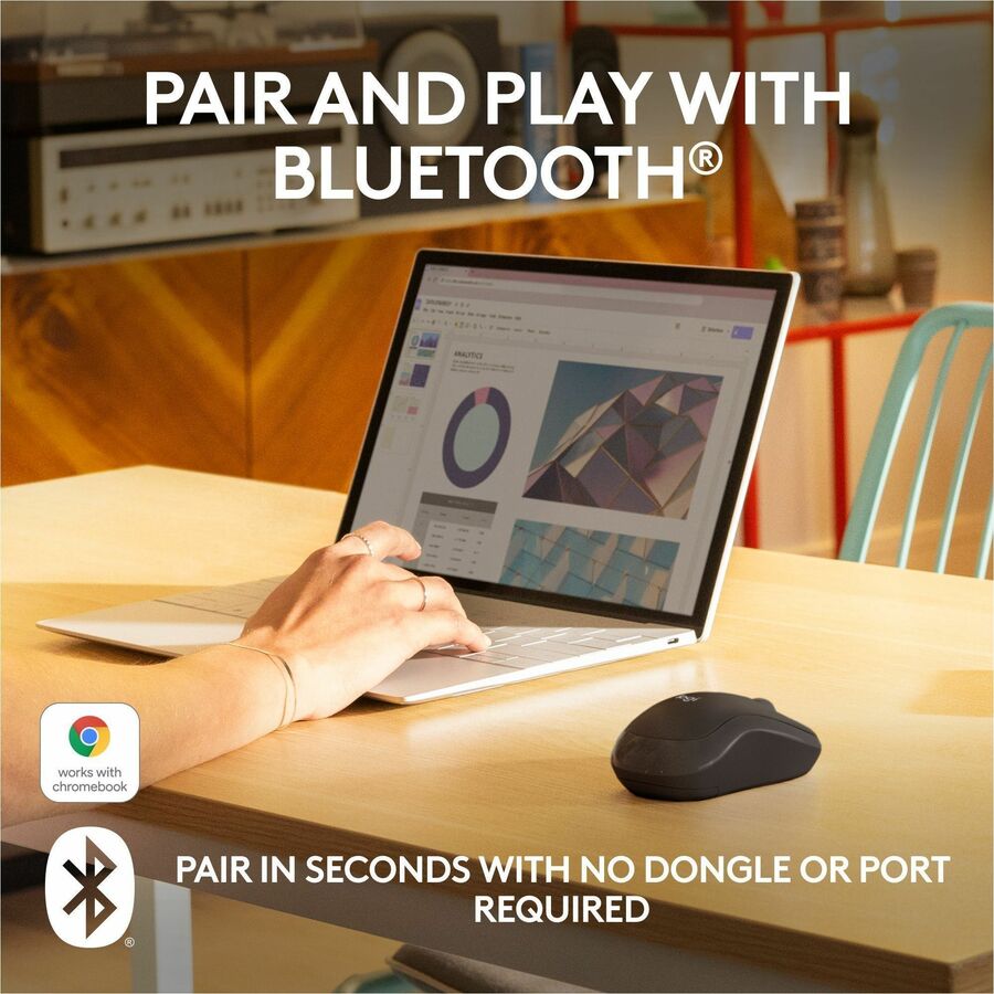 Logitech M240 Silent Bluetooth Mouse, Wireless, Compact, Portable, Smooth Tracking, Graphite - Image 2