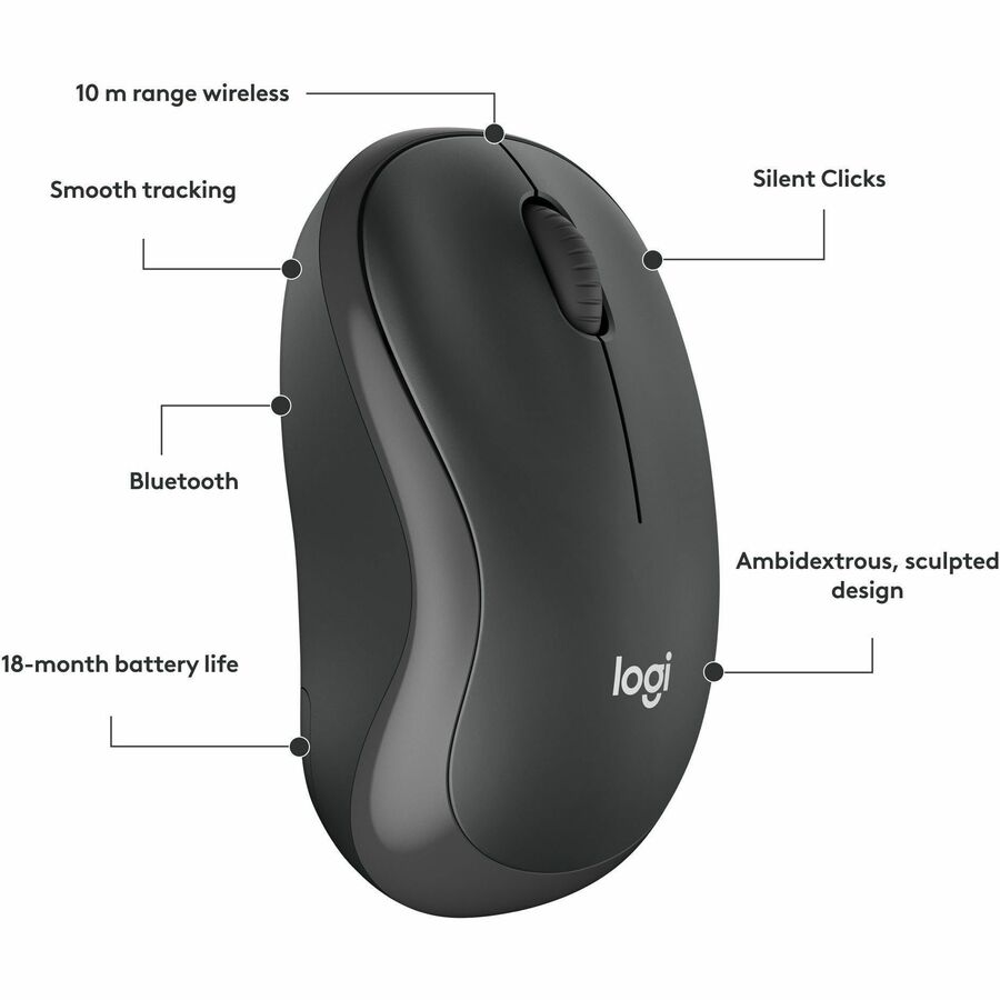 Logitech M240 Silent Bluetooth Mouse, Wireless, Compact, Portable, Smooth Tracking, Graphite - Image 7