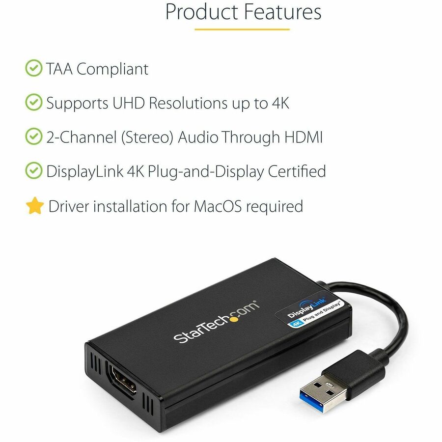 StarTech.com USB 3.0 to HDMI Adapter, 4K 30Hz UHD, USB to HDMI Display Adapter, External Video/Graphics Card for Mac & Windows - Image 4