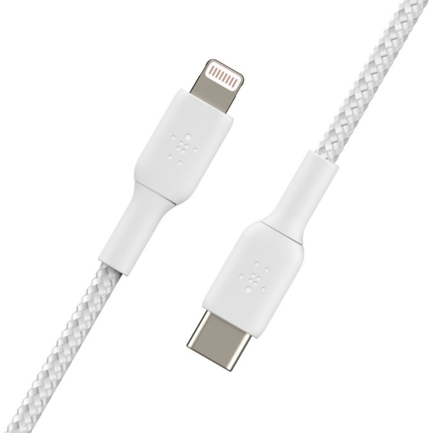 Belkin Braided USB-C to Lightning Cable (2m / 6.6ft, White) - Image 3