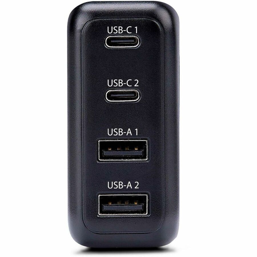 StarTech.com 100W USB-C Wall Charger, 2x USB-C, 2x USB-A, Fast Charging Portable GaN Power Adapter, PD 3.0, 6ft/1.8m USB-C to USB-C Cable - Image 4