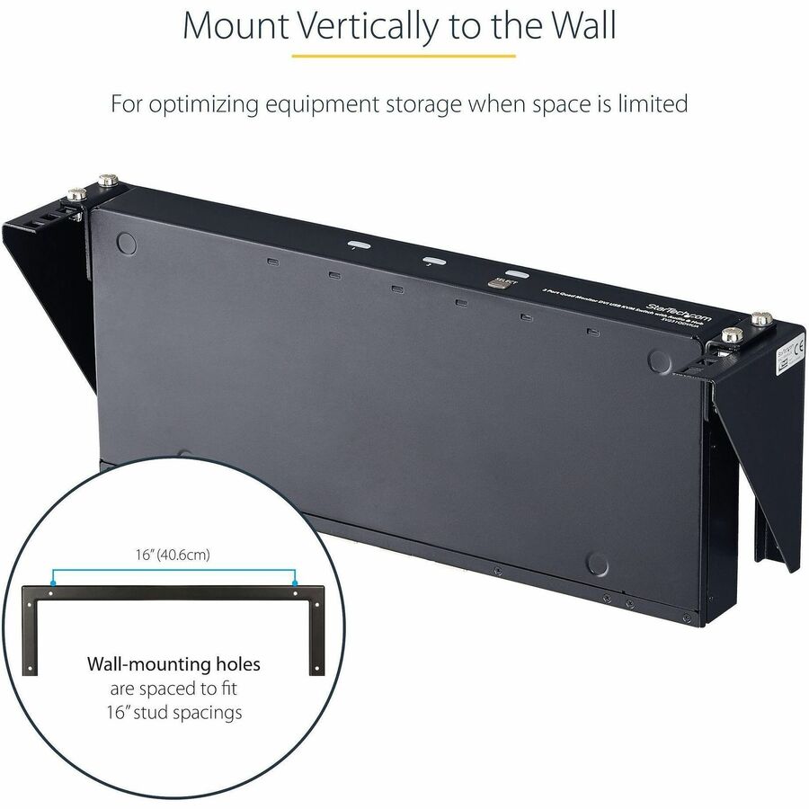 StarTech.com 2U 19in Steel Vertical Wall Mount Equipment Rack Bracket - Image 4
