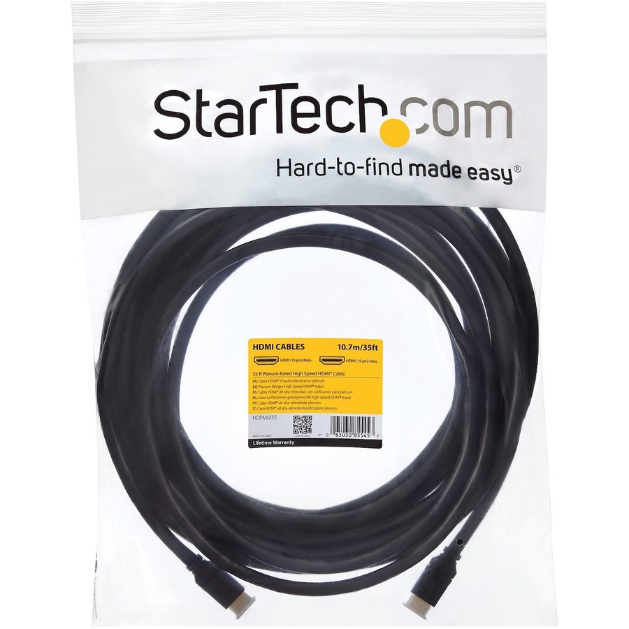 StarTech.com 35ft In Wall Plenum Rated HDMI Cable, 4K High Speed Long HDMI Cord w/ Ethernet, 4K30Hz UHD, 10.2 Gbps, HDMI 1.4 Display Cable - Image 4