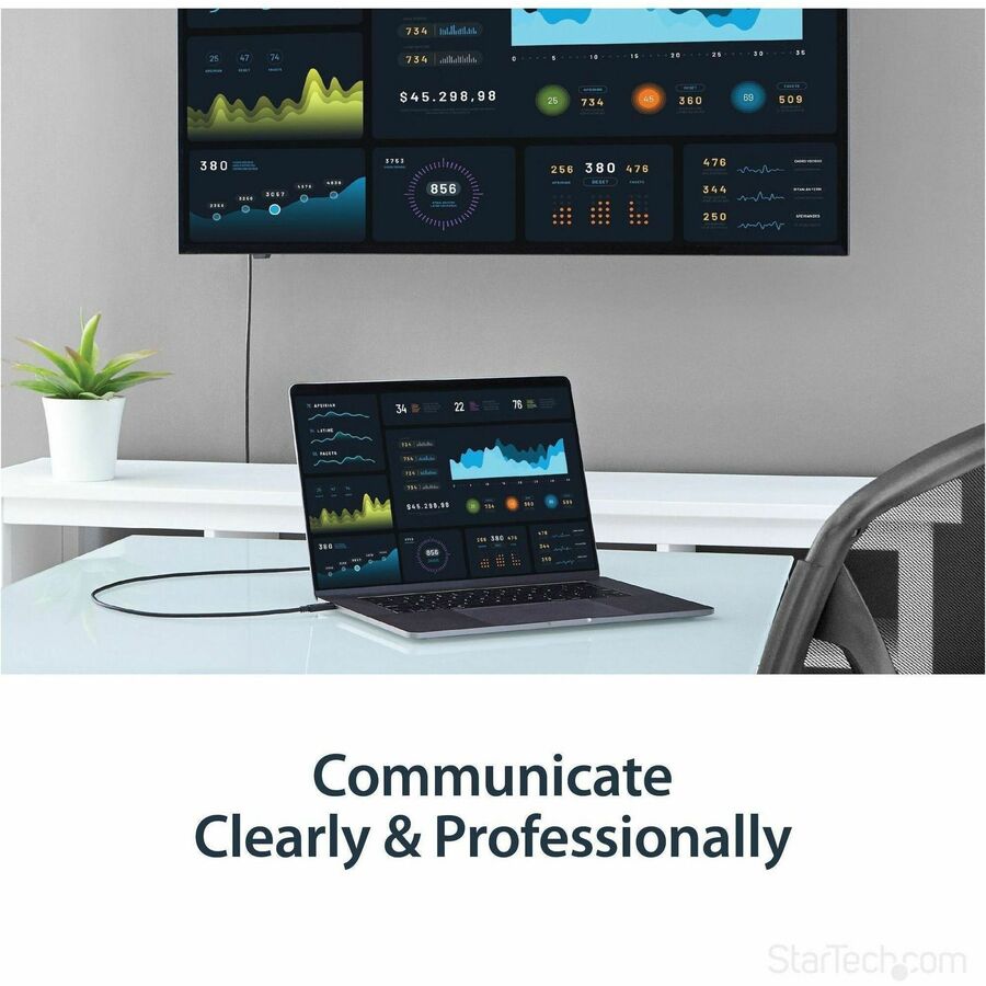 StarTech.com 6ft (2m) USB C to HDMI Cable - 4K 60Hz USB Type C DP Alt Mode to HDMI 2.0 Video Display Adapter Cable - Works w/Thunderbolt 3 - Image 4