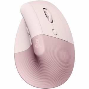 Logitech Lift Vertical Ergonomic Mouse, Wireless, Bluetooth or Logi Bolt USB receiver, Quiet clicks, 4 buttons, Rose