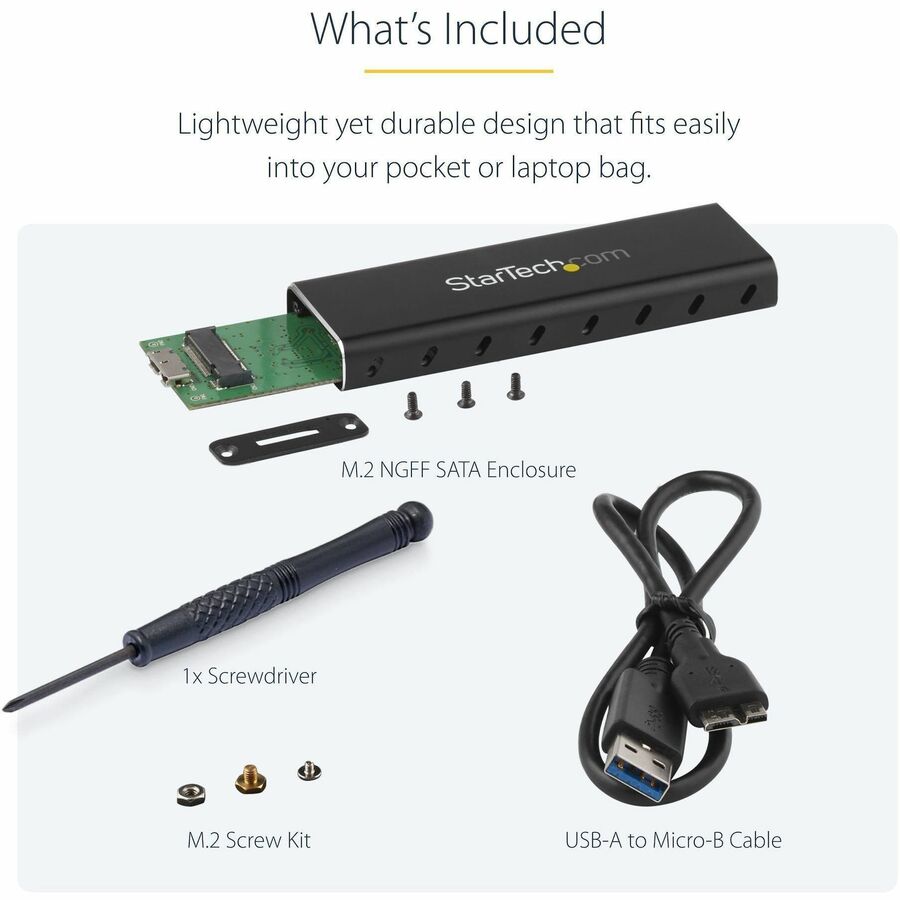 StarTech.com M.2 SSD Enclosure for M.2 SATA SSDs - USB 3.0 (5Gbps) with UASP - External M.2 SSD Enclosure - Aluminum - Image 8