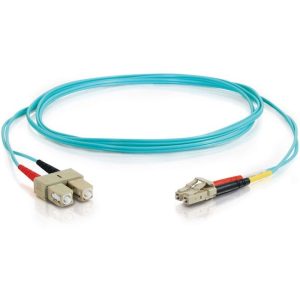 C2G 3m LC-SC 10Gb 50/125 Duplex Multimode OM3 Fiber Cable - Aqua - 10ft