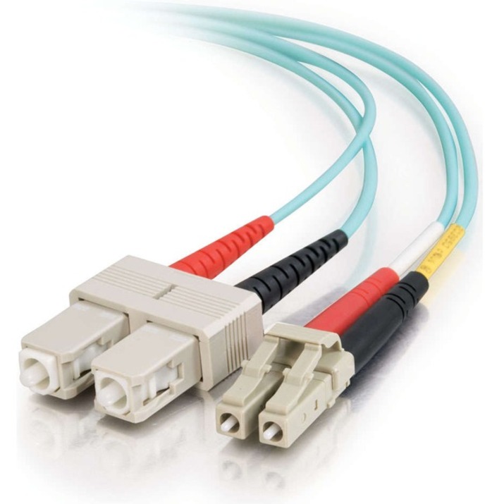 C2G 3m LC-SC 10Gb 50/125 Duplex Multimode OM3 Fiber Cable - Aqua - 10ft - Image 3