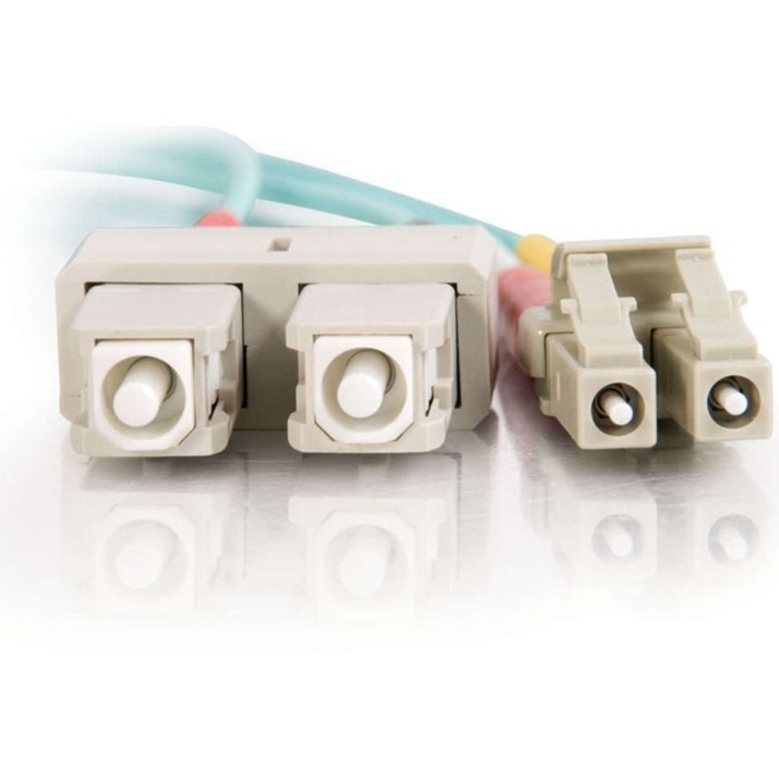 C2G 3m LC-SC 10Gb 50/125 Duplex Multimode OM3 Fiber Cable - Aqua - 10ft - Image 4