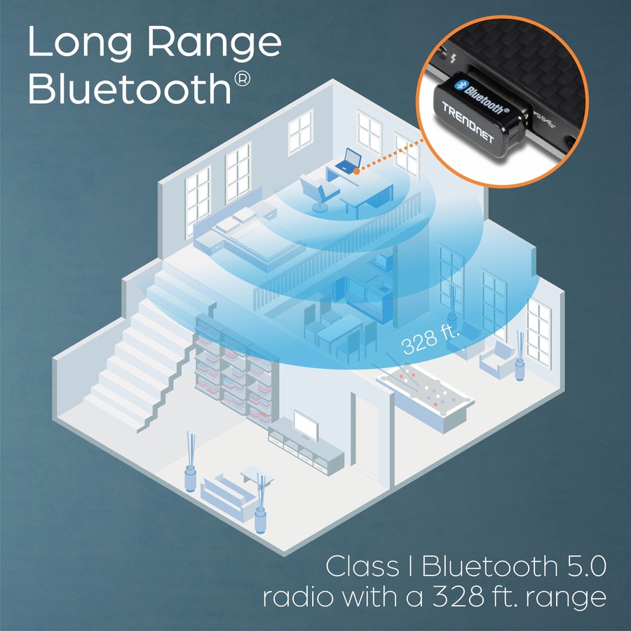 TRENDnet Micro Bluetooth 5.0 USB Adapter, Supports Basic Rate(BR), Bluetooth Low Energy(BLE), Enhanced Data Rate(EDR), 100m (328ft.) Range, Supports Windows OS, Black, TBW-110UB - Image 4