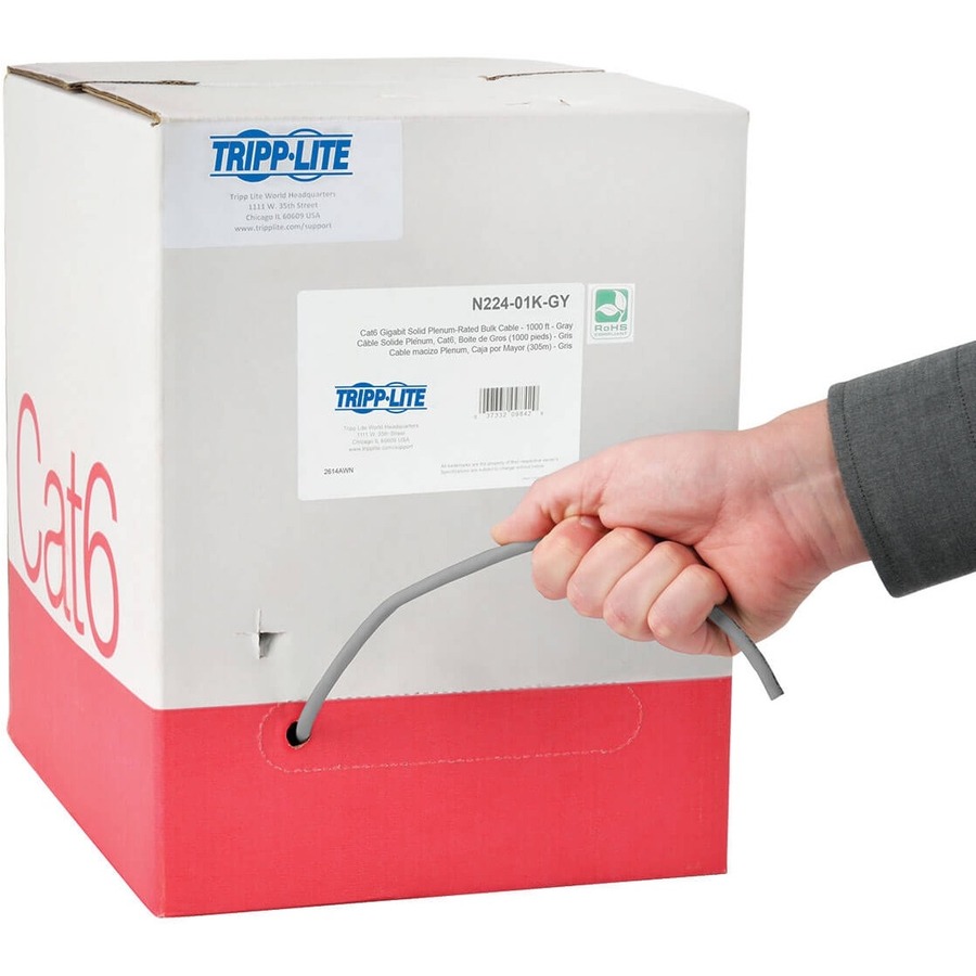 Eaton Tripp Lite Series Cat6 Gigabit Solid Core Plenum-Rated UTP CMP PVC Bulk Ethernet Cable, Gray, 1000 ft. (304.8 m) - Image 3