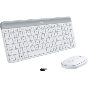 Logitech MK470 Slim Wireless Keyboard and Mouse Combo - Modern Compact Layout, Ultra Quiet - Off White