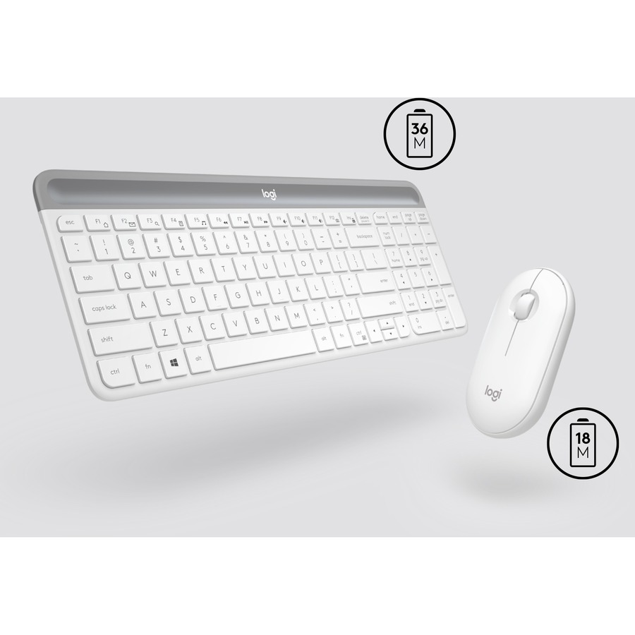 Logitech MK470 Slim Wireless Keyboard and Mouse Combo - Modern Compact Layout, Ultra Quiet - Off White - Image 5