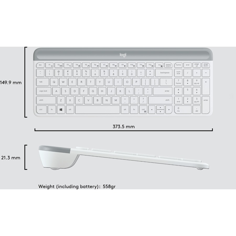 Logitech MK470 Slim Wireless Keyboard and Mouse Combo - Modern Compact Layout, Ultra Quiet - Off White - Image 8