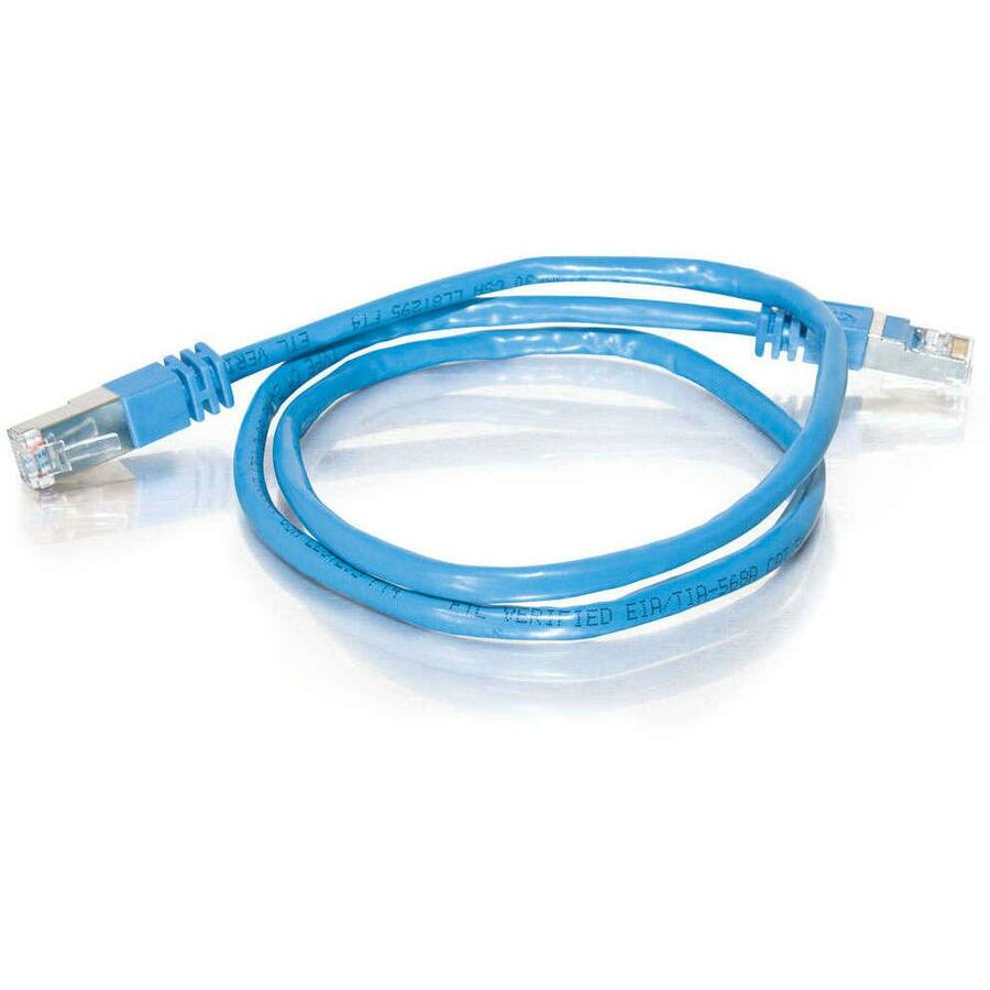 C2G-10ft Cat5e Molded Shielded (STP) Network Patch Cable - Blue - Image 2