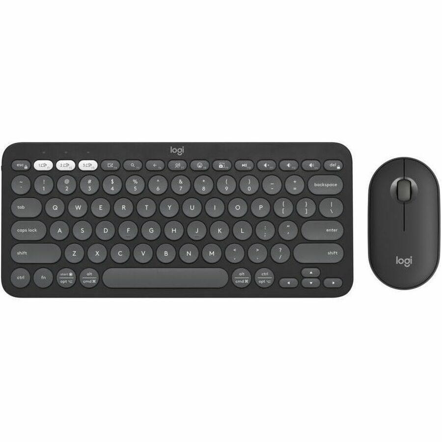 Logitech Pebble 2 Combo, Wireless Keyboard and Mouse, Quiet and Portable, Customizable, Logi Bolt, Tonal Graphite
