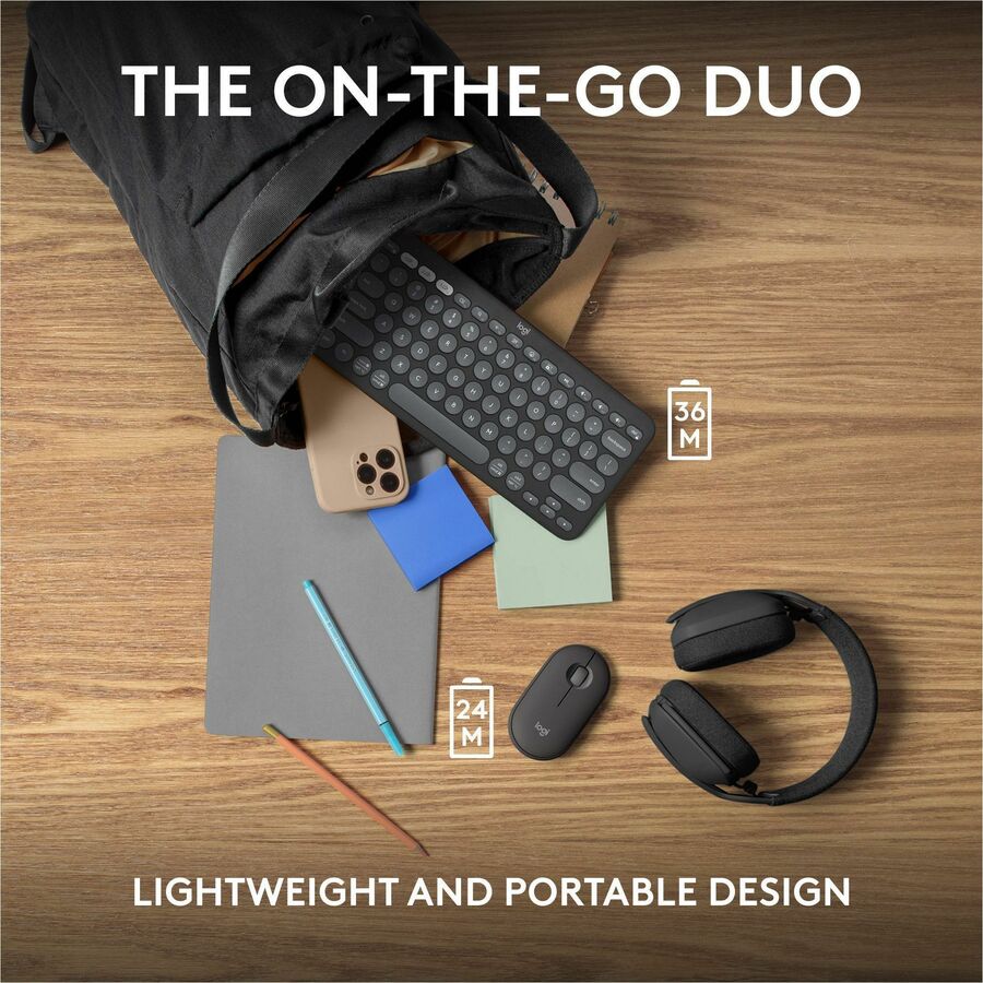 Logitech Pebble 2 Combo, Wireless Keyboard and Mouse, Quiet and Portable, Customizable, Logi Bolt, Tonal Graphite - Image 9