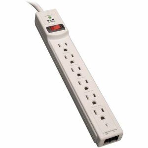 Eaton Tripp Lite Series Protect It! 6-Outlet Surge Protector, 8 ft. (2.43 m) Cord, 990 Joules, Tel/Modem Protection, Gray Housing
