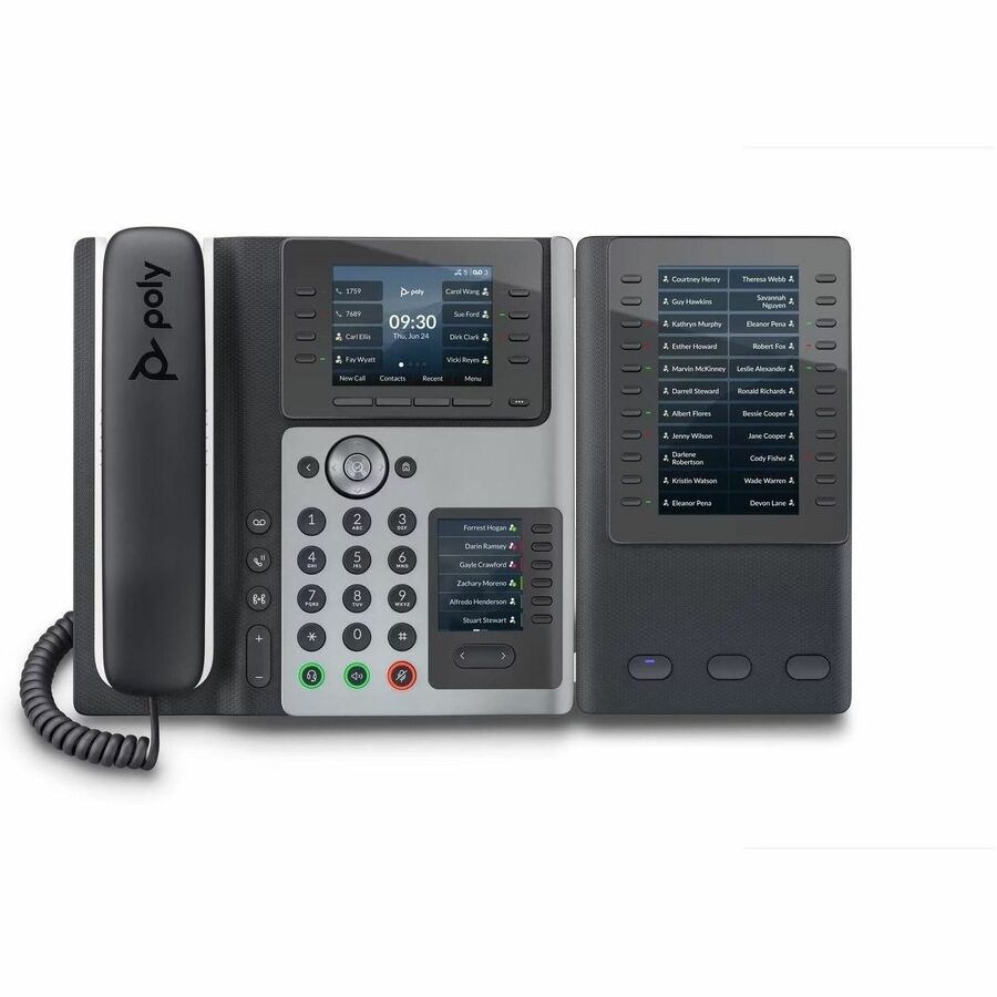 Poly Edge E450 IP Phone - Corded - Corded/Cordless - Wi-Fi, Bluetooth - Desktop - Black - Image 2