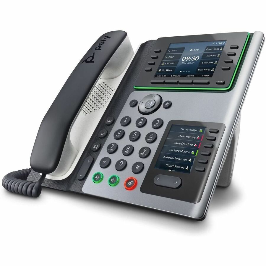 Poly Edge E450 IP Phone - Corded - Corded/Cordless - Wi-Fi, Bluetooth - Desktop - Black - Image 3