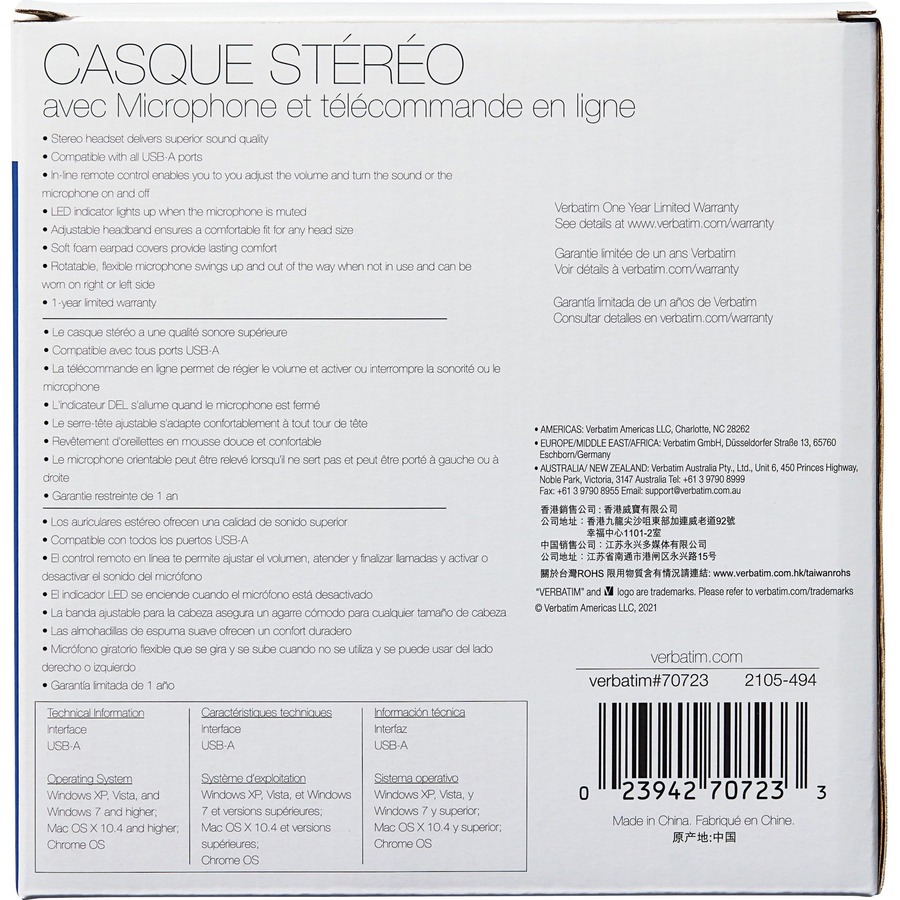 Verbatim Stereo Headset with Microphone and In-Line Remote - Image 9