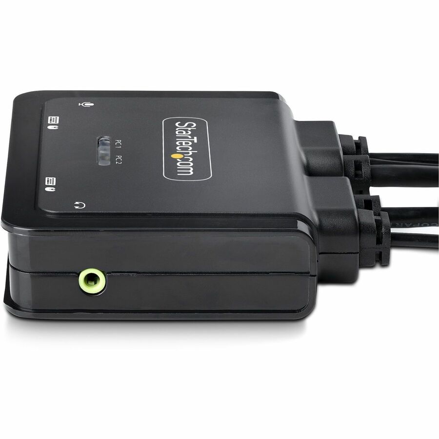 StarTech.com 2-Port Hybrid USB-C DisplayPort Cable KVM Switch, 4K 60Hz, Compact KVM with 6ft/1.8m USB-A & 4ft/1.2m USB-C Integrated Cables - Image 4